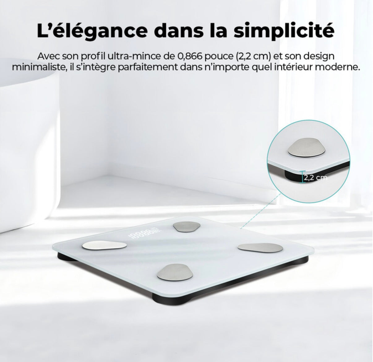 Balance impédancemètre numérique Surveillance de la masse grasse via application Bluetooth, Gestion des données de santé multi-utilisateur, Pesée haute précision, Modèle à piles