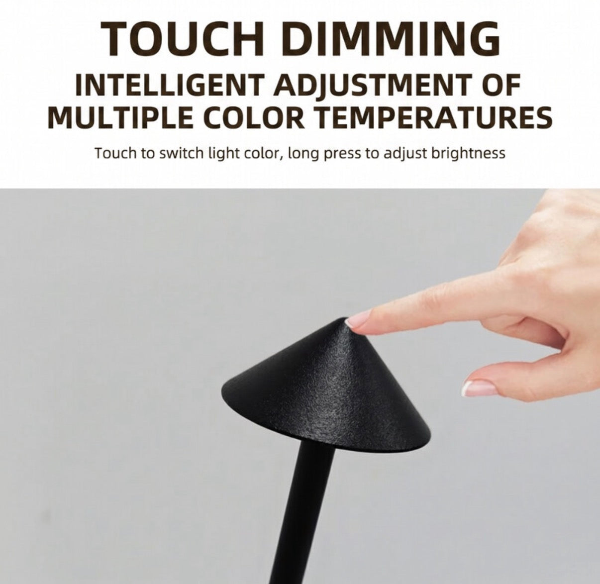 Lampe de table rechargeable sans fil avec commandes tactiles, intérieure et extérieure, fonction d'éclairage réglable, 3000-6000 K, hauteur 29 cm, couleur noire et blanche