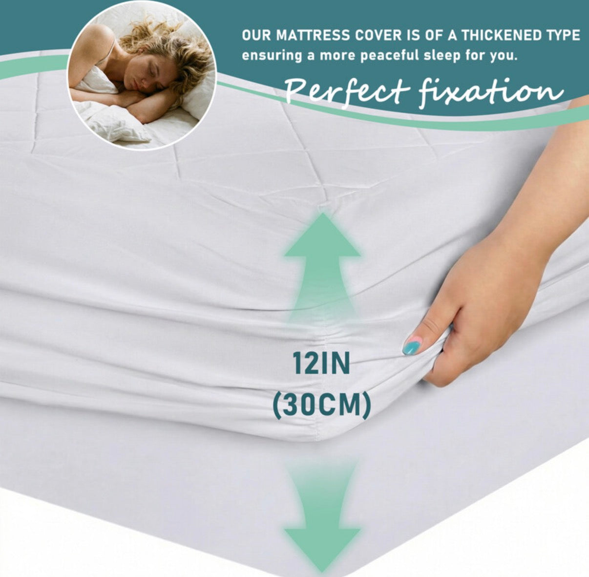 Surmatelas et protège-matelas en microfibre, à ourlet élastique, pour matelas d'une hauteur jusqu'à 30 cm, lavable en machine, avec drap-housse, blanc,