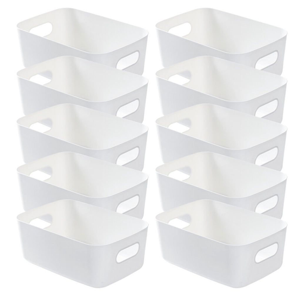 Lot de 10 bacs de rangement multifonction - Blanc