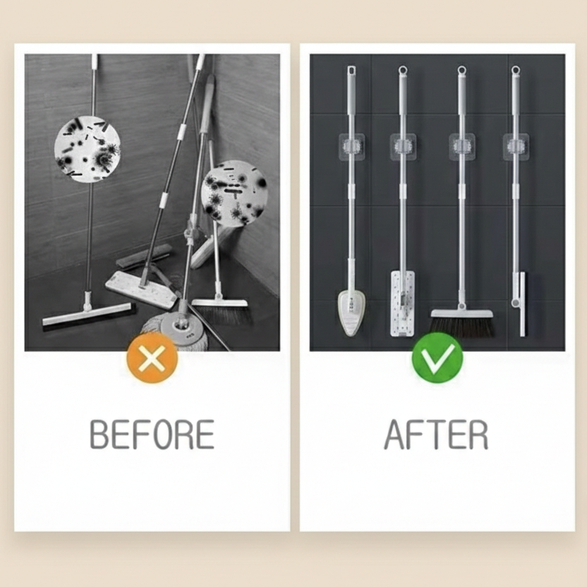 Porte balai X2 - Fixation sans perçage