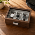 Boîte à Montres en Bois 3 Compartiments avec Vitrine Élégante