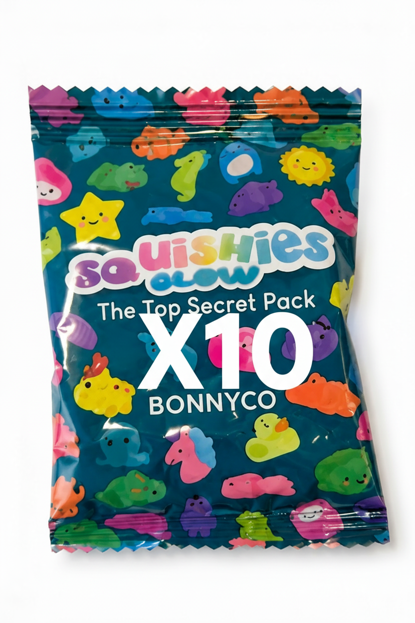 Lot de 10 Squishy animaux ￼Mystère fluorescent