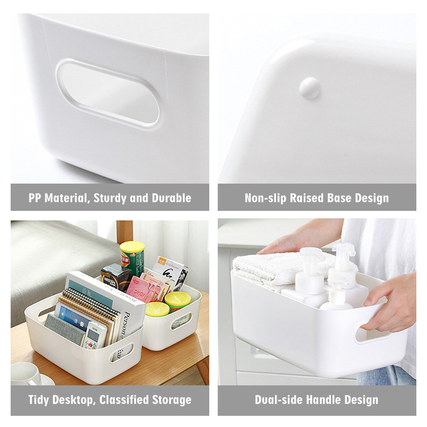 Lot de 10 bacs de rangement multifonction - Blanc