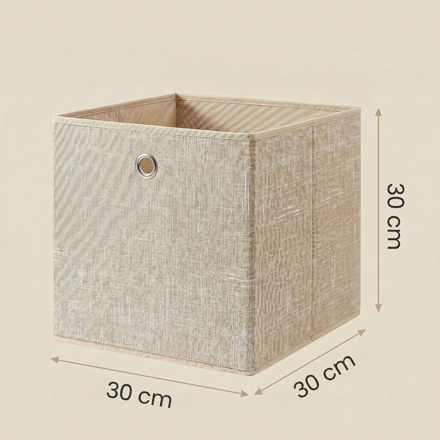 Cubes de rangement en tissu kaki clair – Lot de 6 boîtes pliables avec poignées, 30 x 30 x 30 cm, parfaits pour les étagères cubiques – non-tissé, parfaits pour les vêtements et l’organisation des placards