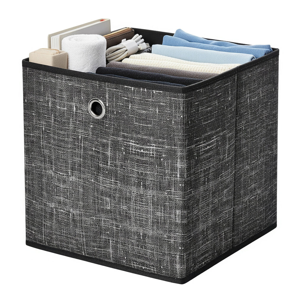 Cubes de rangement en tissu kaki clair – Lot de 6 boîtes pliables avec poignées, 30 x 30 x 30 cm, parfaits pour les étagères cubiques – non-tissé, parfaits pour les vêtements et l’organisation des placards