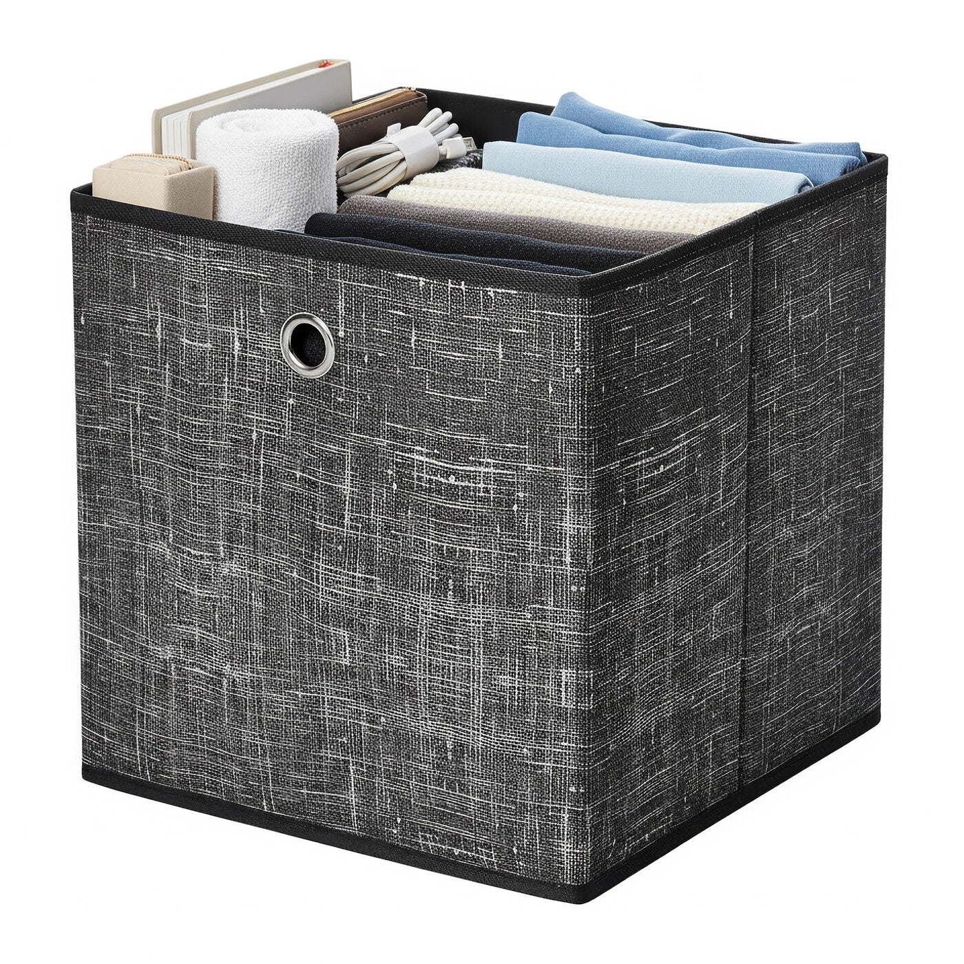 Cubes de rangement en tissu kaki clair – Lot de 6 boîtes pliables avec poignées, 30 x 30 x 30 cm, parfaits pour les étagères cubiques – non-tissé, parfaits pour les vêtements et l’organisation des placards