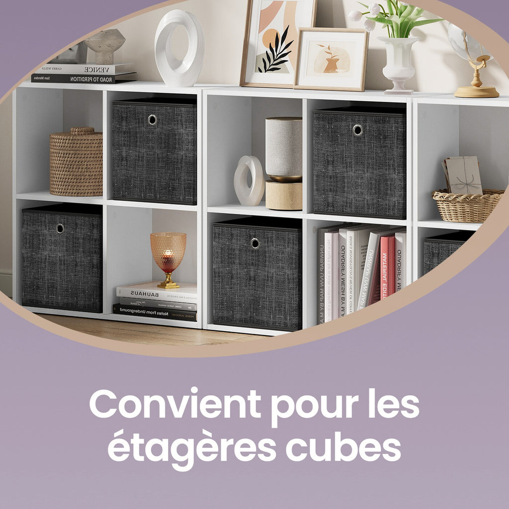 Cubes de rangement en tissu kaki clair – Lot de 6 boîtes pliables avec poignées, 30 x 30 x 30 cm, parfaits pour les étagères cubiques – non-tissé, parfaits pour les vêtements et l’organisation des placards