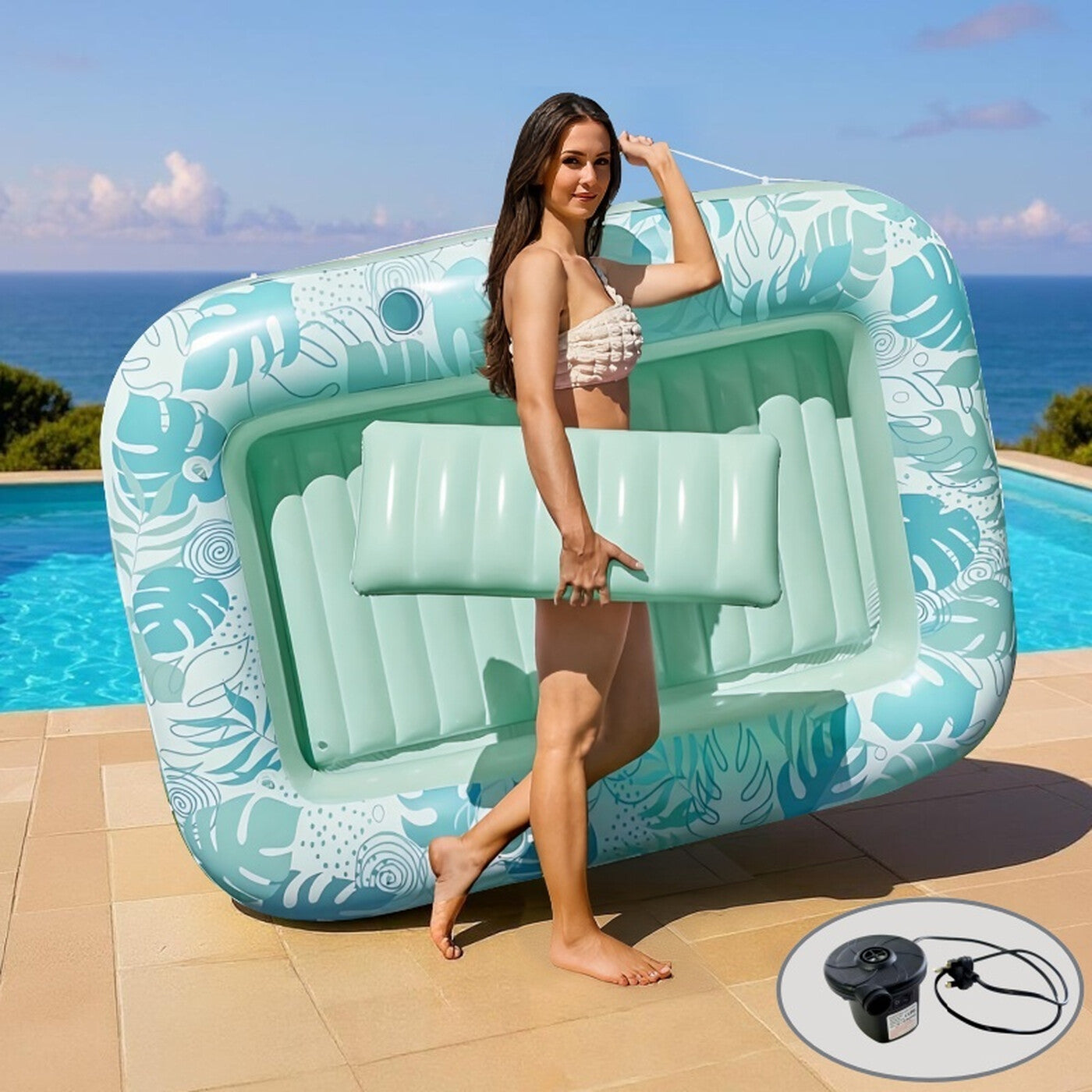 Piscine solaire avec pompe automatique Rose ou Vert