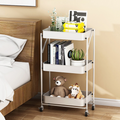 Chariot de rangement pliable à 3 niveaux sur roulettes, organisateur de stockage mobile
