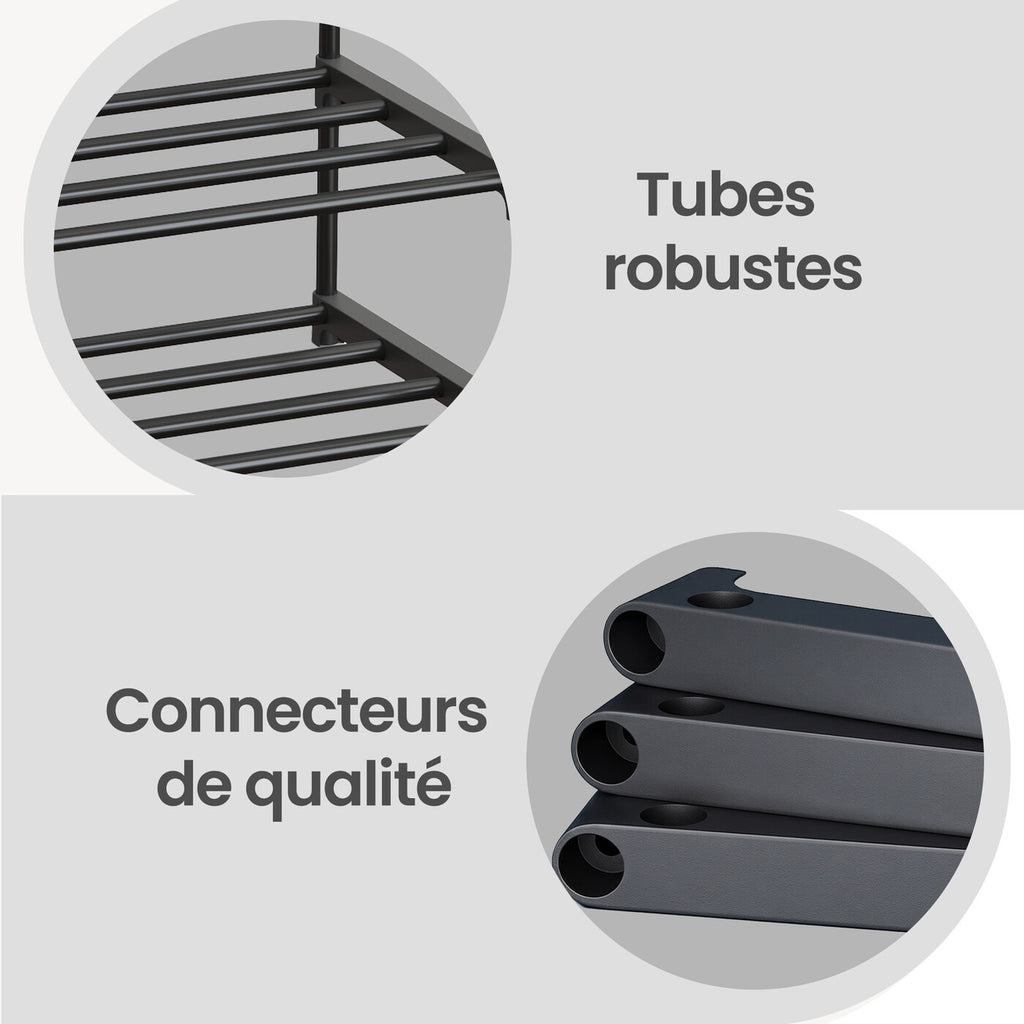 Étagère à chaussures 4 niveaux, meuble à chaussures empilable, rangement gain de place pour chambre, couloir, salon, 30 x 92 x 74 cm, noir