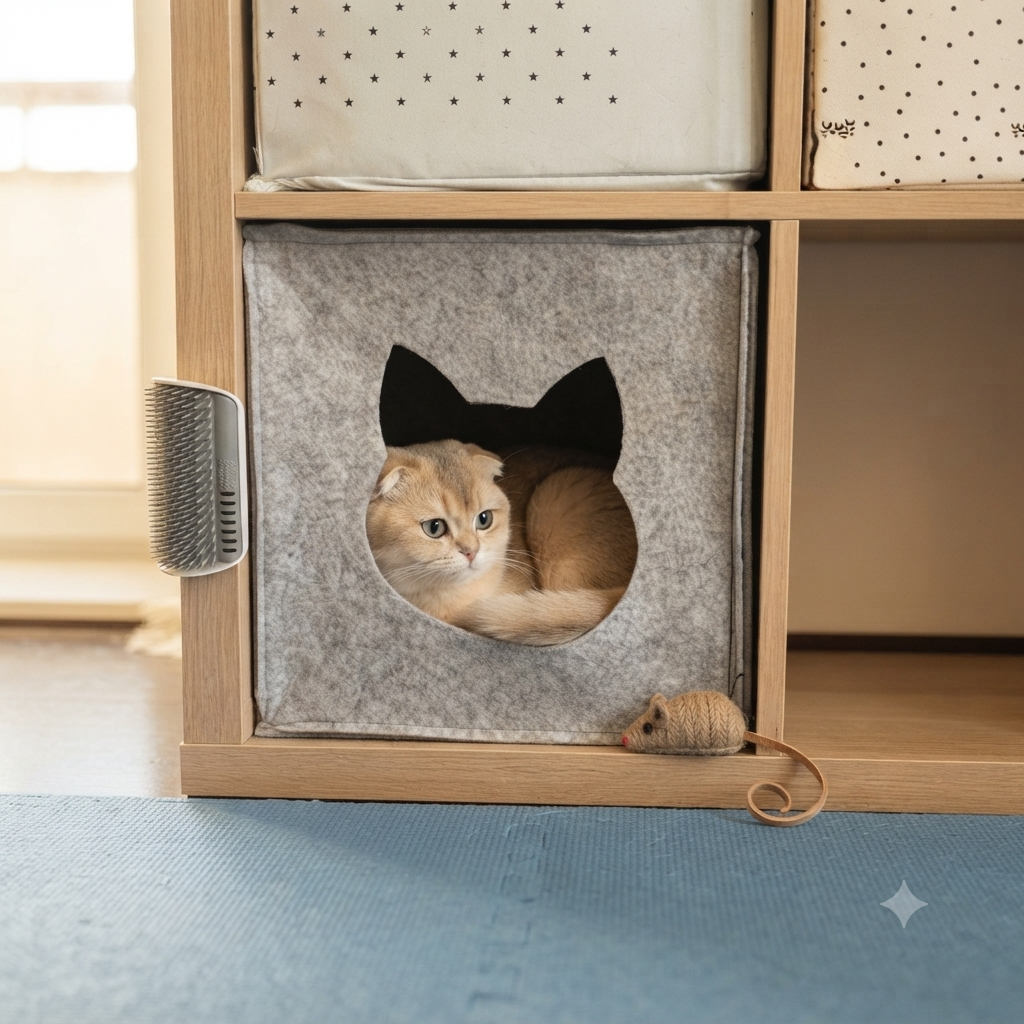 Niche pour chat feutre compatible meuble à cube KALAX