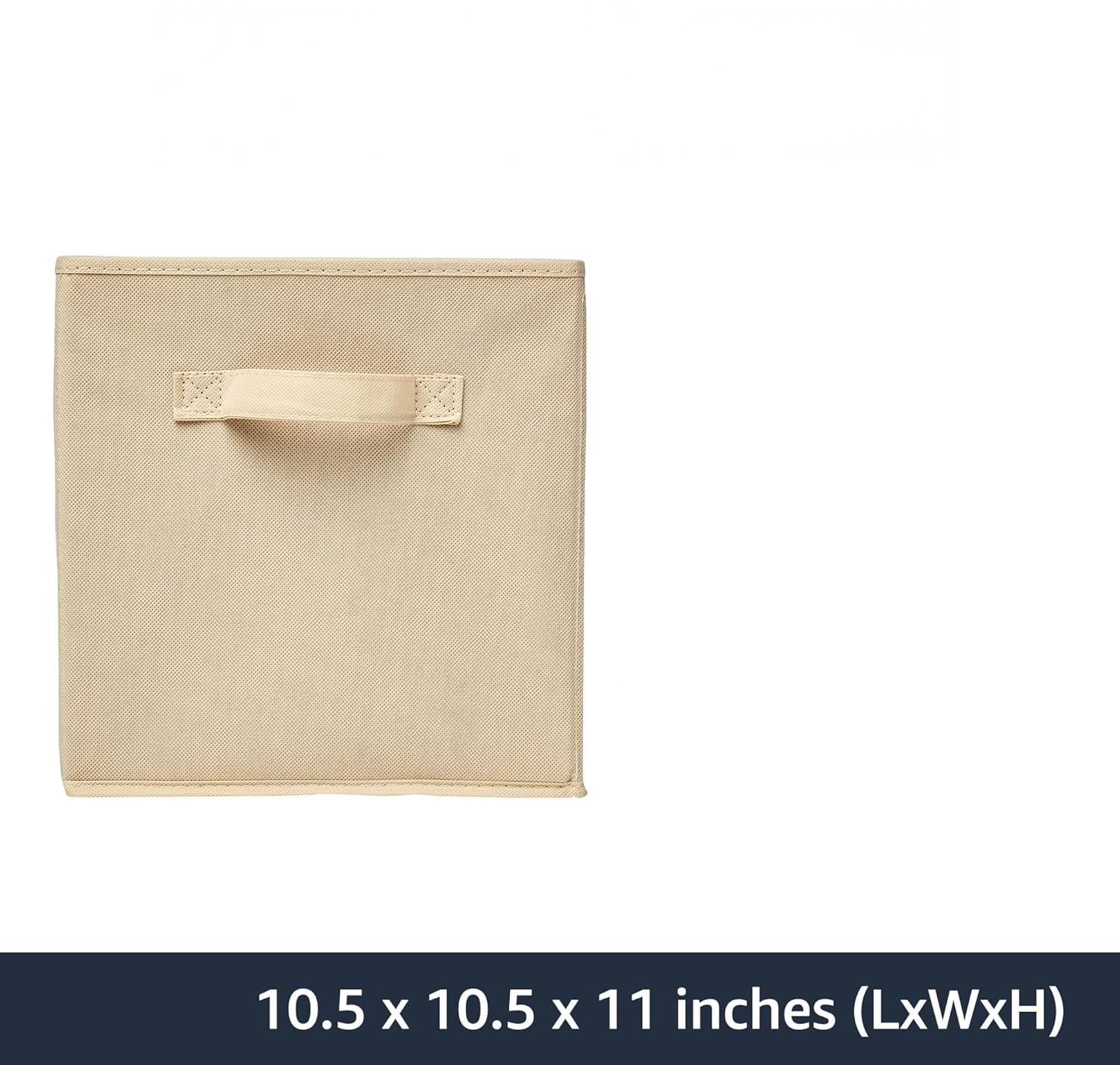 Lot de 6 Boîtes de Rangement Pliables en Tissu avec Poignées, Beige ou gris. 10.5 × 10.5 x 11 pouces