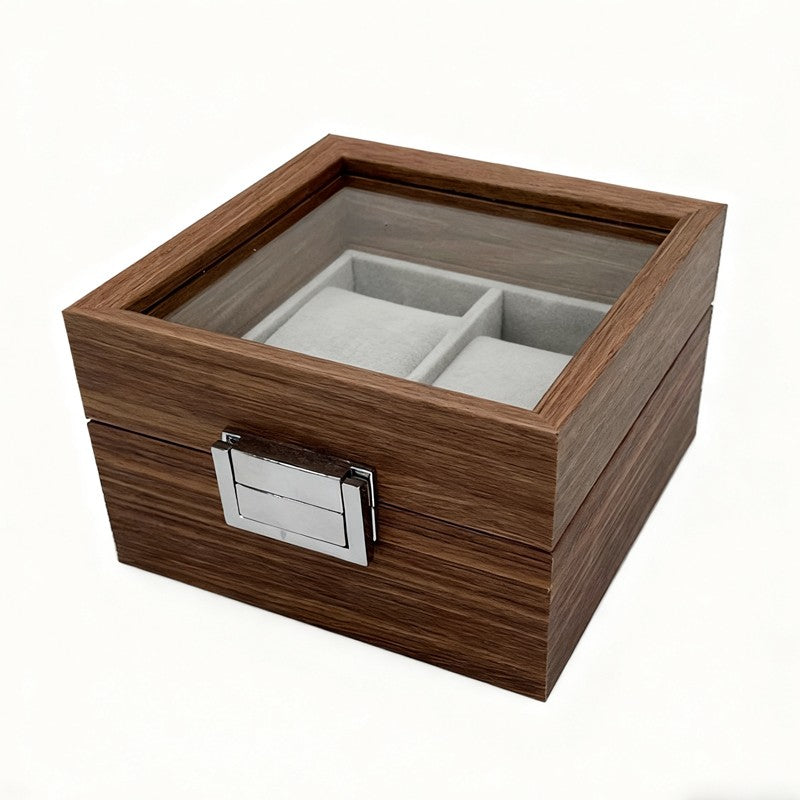 Boîte rétro pour montres, Intérieur gris, Boîte de rangement et de présentation pour montres unisexe, Cadeau idéal pour passionnés de montres, 2 emplacements