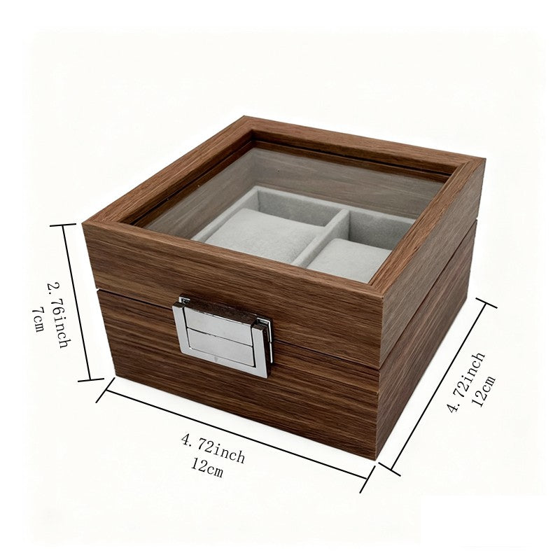 Boîte rétro pour montres, Intérieur gris, Boîte de rangement et de présentation pour montres unisexe, Cadeau idéal pour passionnés de montres, 2 emplacements