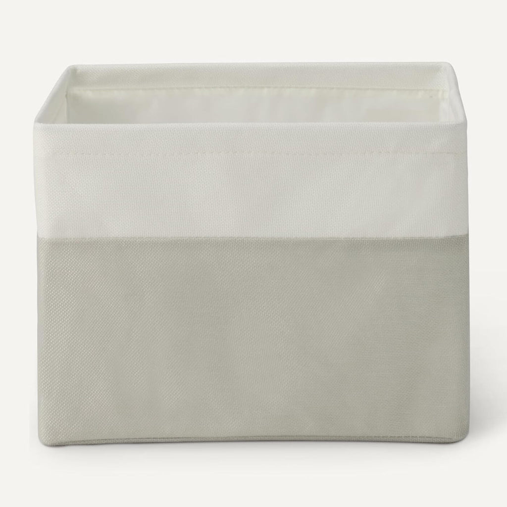 Lot de 3 grands bacs de rangement pliables en lin avec poignées en cuir