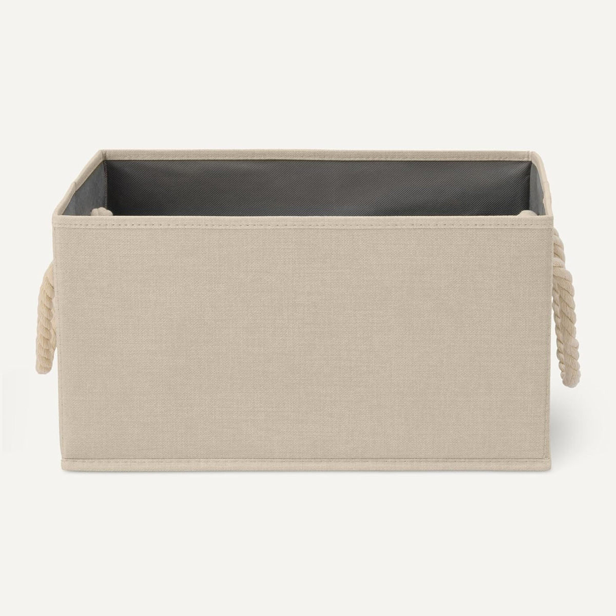Lot de 3 boîtes de rangement pliables en lin avec poignées en corde