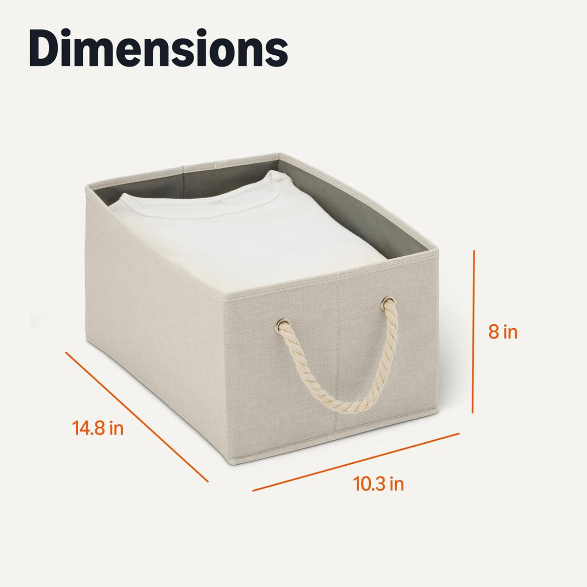 Lot de 3 boîtes de rangement pliables en lin avec poignées en corde