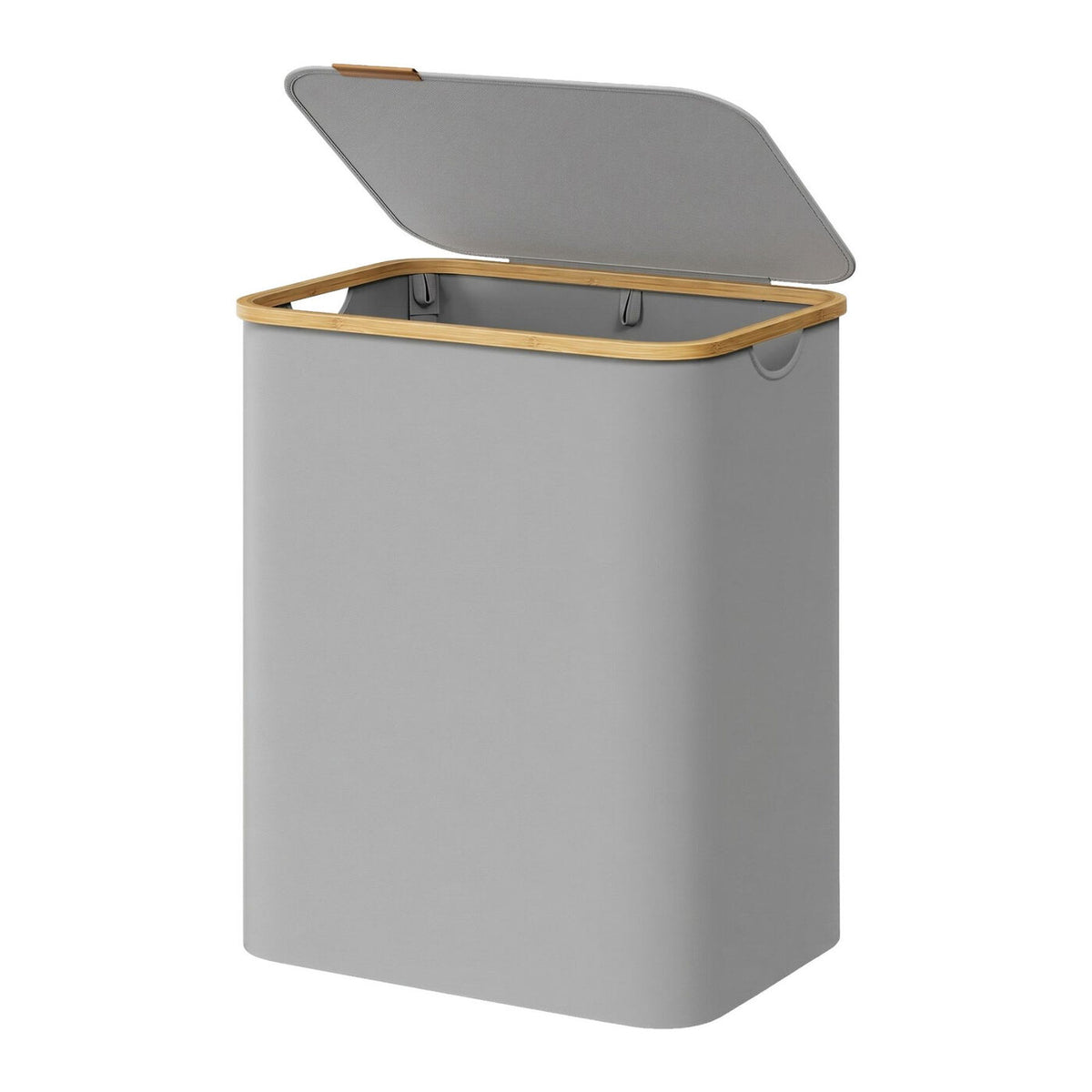 Panier à Linge avec Couvercle, Pliable, 130 L, 52 x 38,5 x 70,5 cm, Doublure Amovible, Tissu Oxford, Poignées en Bambou