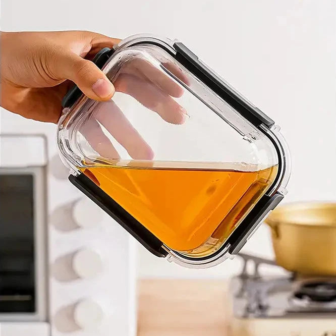 Lot de 10 contenants alimentaires noirs à fermeture à clip, Verre à haute teneur en borosilicate (1040 ml x 5 + 370 ml x 5), Couvercles hermétiques, Lot de boîtes repas de bureau